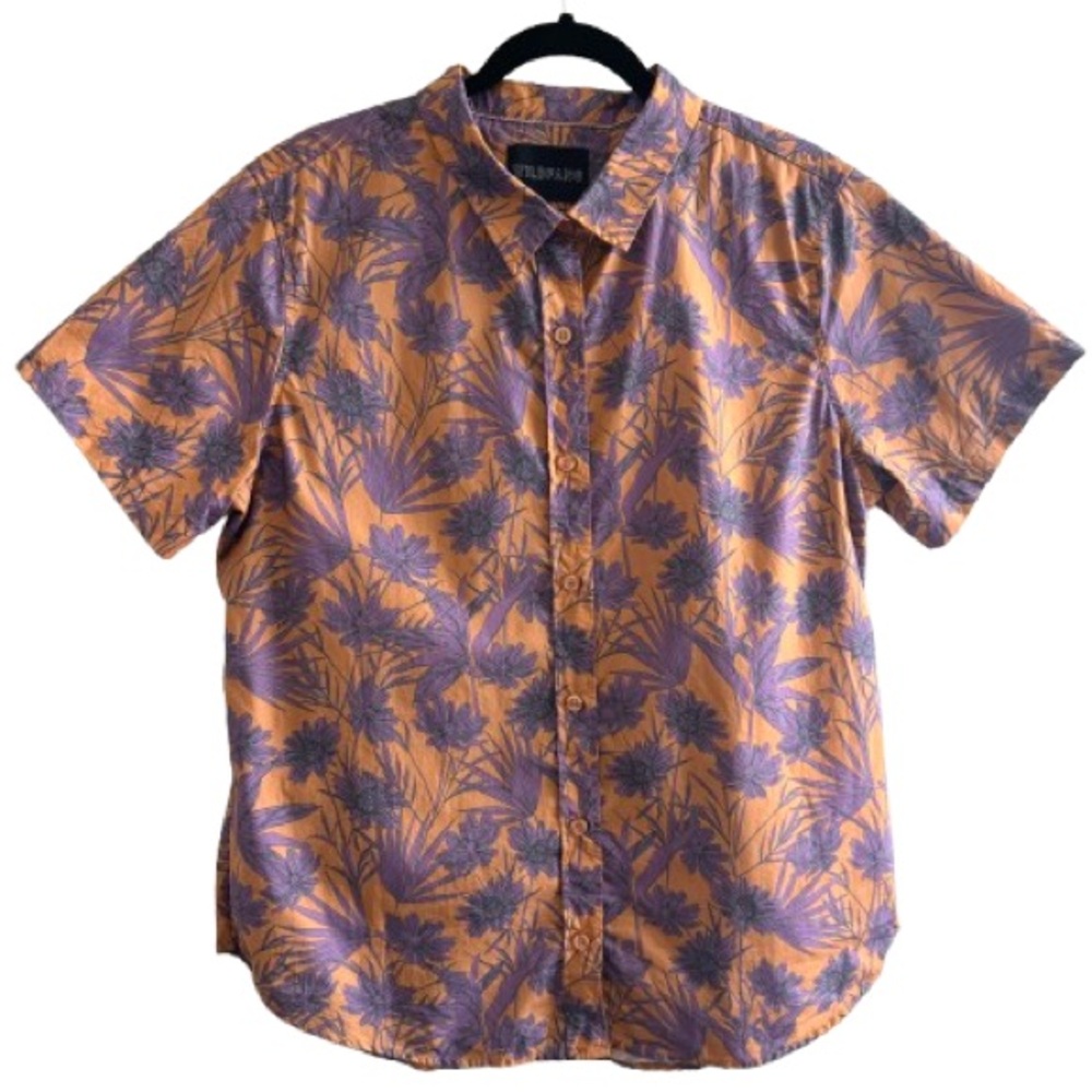 Wildfang Orange and Purple Floral Button-Down Shirt